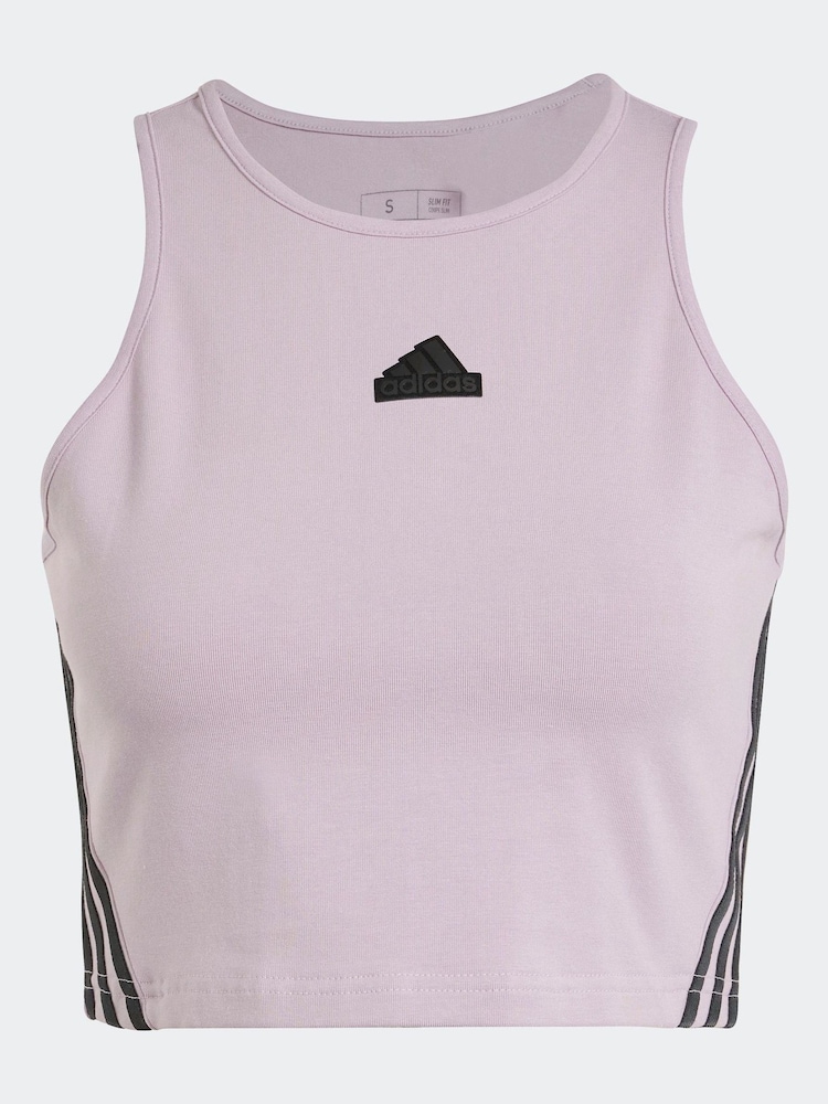 adidas Purple Sportswear Future Icons 3-Stripes Crop Top - Image 2 of 2