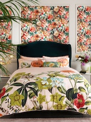 Clarke & Clarke Pink Passiflora 200 Thread Count Duvet Cover and Pillowcase Set - Image 1 of 4