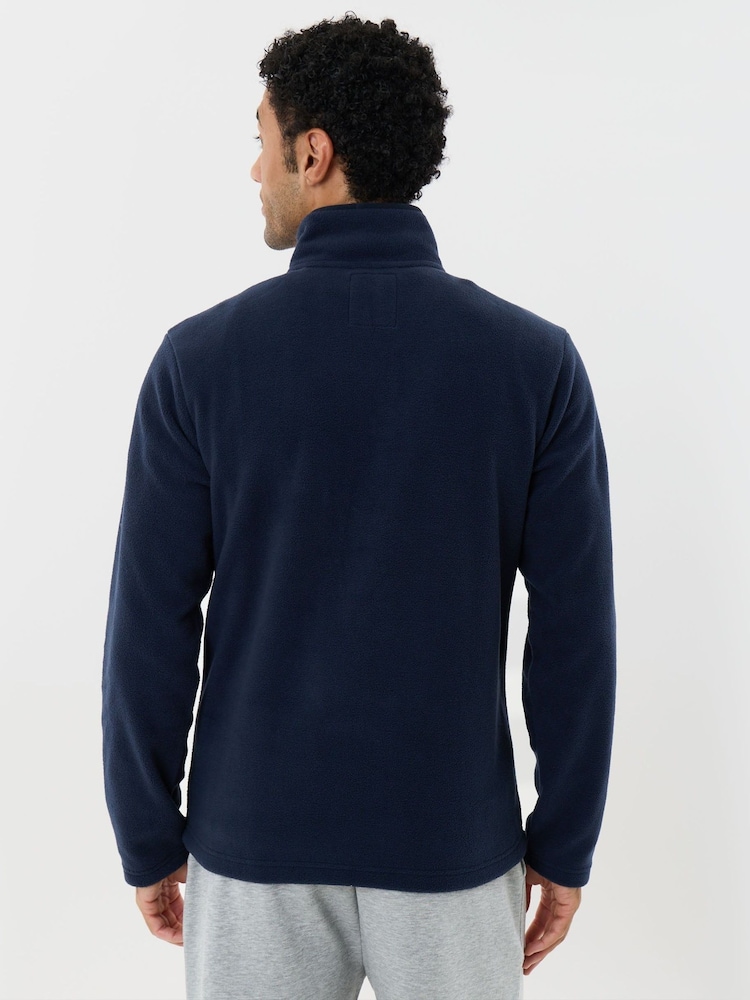 Threadbare Navy Blue Quarter Zip Fitness Fleece - Image 2 of 4 Threadbare Navy Blue Quarter Zip Fitness Fleece - Image 2 of 4