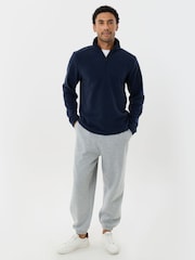 Threadbare Navy Blue Quarter Zip Fitness Fleece - Image 3 of 4