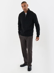 Threadbare Black Diamond Cable Knit Quarter Zip Jumper - Image 4 of 5