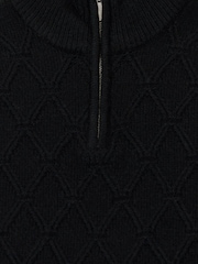 Threadbare Black Diamond Cable Knit Quarter Zip Jumper - Image 5 of 5