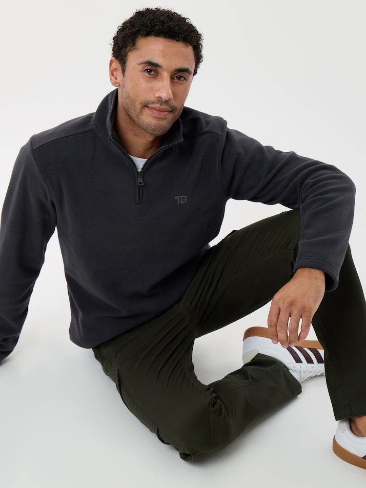 Threadbare Grey Quarter Zip Fitness Fleece - Image 1 of 5 Threadbare Grey Quarter Zip Fitness Fleece - Image 1 of 5