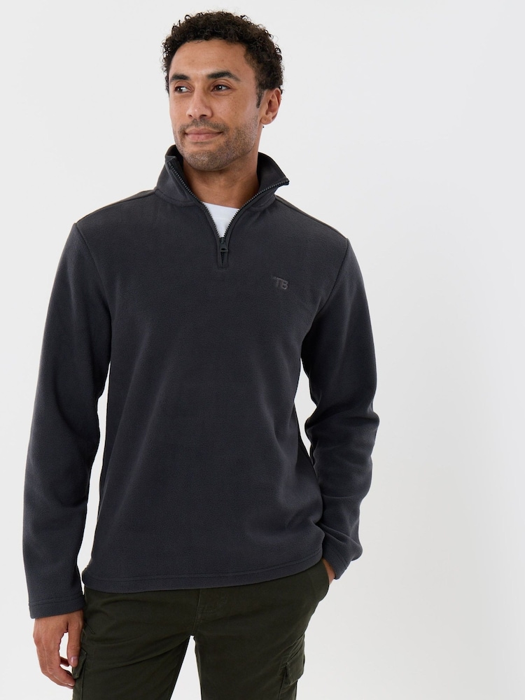 Threadbare Grey Quarter Zip Fitness Fleece - Image 2 of 5 Threadbare Grey Quarter Zip Fitness Fleece - Image 2 of 5