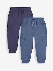 JoJo Maman Bébé Indigo Blue & Navy Blue 2-Pack Cargo Joggers - Image 1 of 11