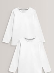 White 2 Pack Long Sleeve T-Shirts (3-16yrs) - Image 1 of 4