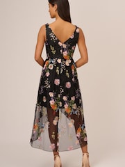 Adrianna Papell Embroidered High Low Black Dress - Image 2 of 6