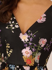 Adrianna Papell Embroidered High Low Black Dress - Image 4 of 6