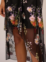 Adrianna Papell Embroidered High Low Black Dress - Image 5 of 6