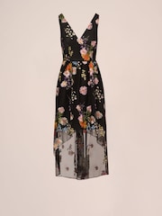 Adrianna Papell Embroidered High Low Black Dress - Image 6 of 6