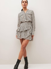 Brown Animal Print Tiered Ruffle Mini Skirt - Image 2 of 6