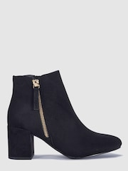 Novo Black Wide Fit Wide Fit Davion Block Heel Zip Detail Ankle Boots - Image 2 of 4