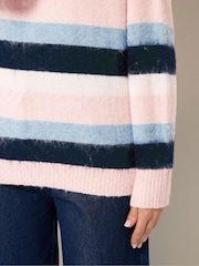 Long Tall Sally Pink Long Sleeve Stripe Fluffy Knitted Jumper - Image 4 of 6