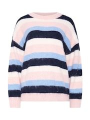 Long Tall Sally Pink Long Sleeve Stripe Fluffy Knitted Jumper - Image 5 of 6