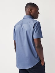 Cornflower Blue Regular Fit Short Sleeve Easy Iron Button Down Oxford Shirt - Image 2 of 8