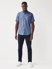 Cornflower Blue Regular Fit Short Sleeve Easy Iron Button Down Oxford Shirt - Image 3 of 8