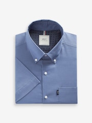 Cornflower Blue Regular Fit Short Sleeve Easy Iron Button Down Oxford Shirt - Image 6 of 8