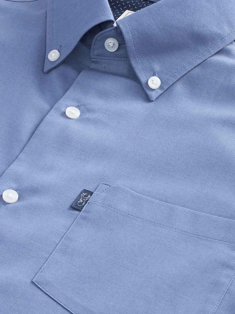 Cornflower Blue Regular Fit Short Sleeve Easy Iron Button Down Oxford Shirt - Image 7 of 8