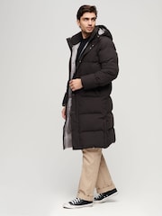 Superdry Black Longline Hooded Puffer Coat - Image 2 of 9