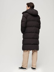 Superdry Black Longline Hooded Puffer Coat - Image 3 of 9