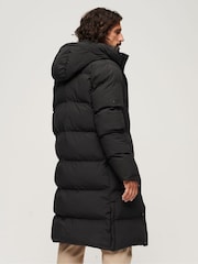 Superdry Black Longline Hooded Puffer Coat - Image 4 of 9