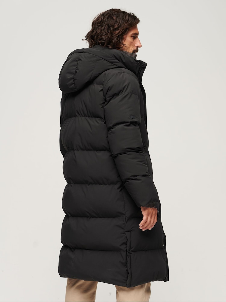 Noir - Superdry Doudoune longue à capuche - Image 4 of 9