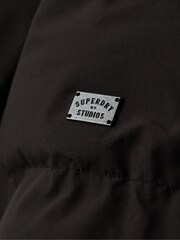Superdry Black Longline Hooded Puffer Coat - Image 6 of 9