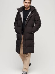 Superdry Black Longline Hooded Puffer Coat - Image 8 of 9