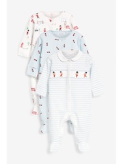 White Soldiers 3 Pack Embroidered Baby Sleepsuits (0-2yrs) - Image 1 of 8
