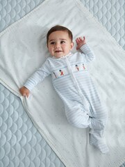 White Soldiers 3 Pack Embroidered Baby Sleepsuits (0-2yrs) - Image 7 of 8