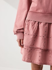 Pink Pretty Ruffle Tiered Sweatshirt Overlay Smock Dress - Image 4 of 6