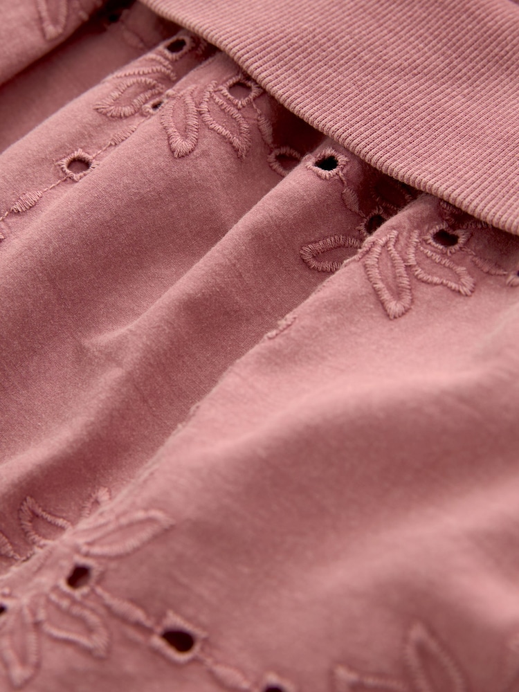 Pink Pretty Ruffle Tiered Sweatshirt Overlay Smock Dress - Image 6 of 6