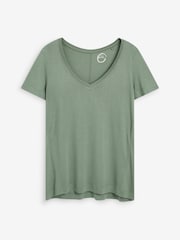 Green Khaki Slouch V-Neck T-Shirt - Image 4 of 4