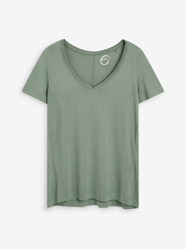 Caqui verde - Camiseta holgada con cuello en pico - Imagen 4 de 4 Caqui verde - Camiseta holgada con cuello en pico - Imagen 4 de 4