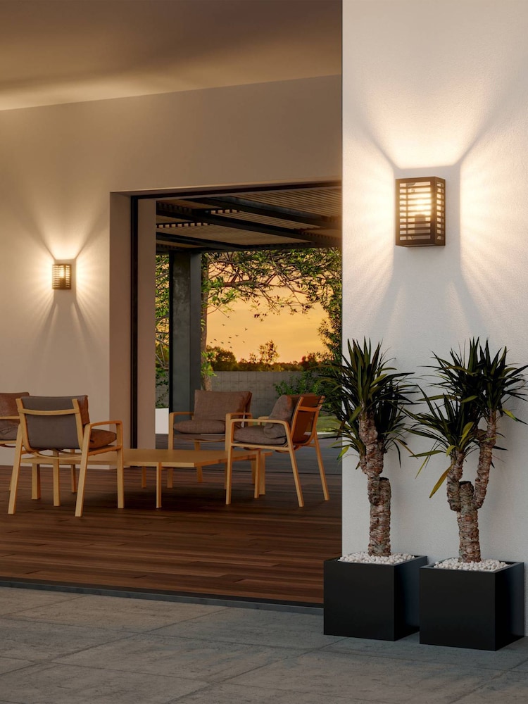 Eglo Black Alamonte 3 Caged Outdoor Wall Light - Image 1 of 4