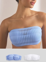 Blue/White Graphic Lace Strapless Multiway Bras 2 Pack - Image 1 of 9