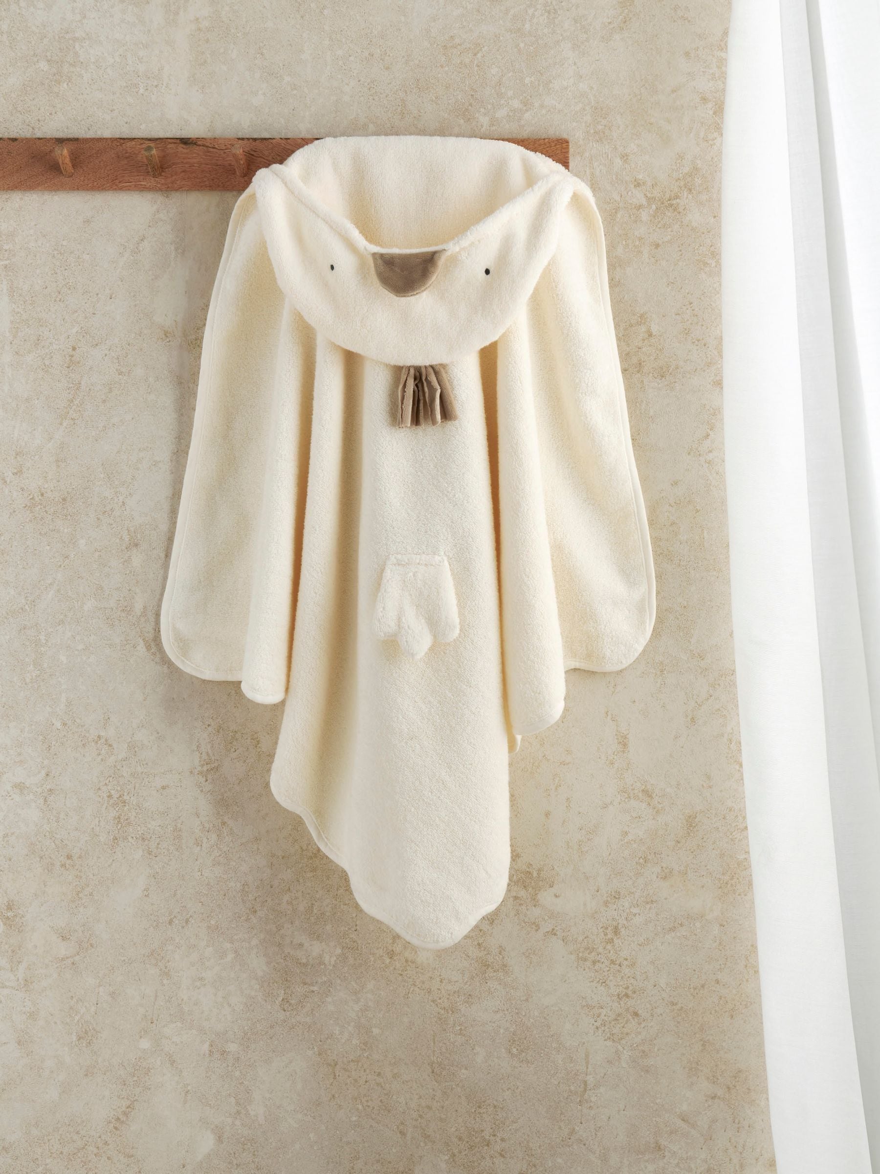 Mamas & Papas Cream Hooded Towel with Duck Detail in 100% Cotton for Babies - Image 3