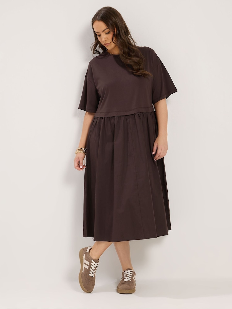 Maro - Rochie midi din poplin Yours Curve 2 in 1 - Imaginea 1 din 6
