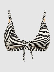 Reiss Black/White Melody Zebra Print Bikini Top - Image 2 of 5