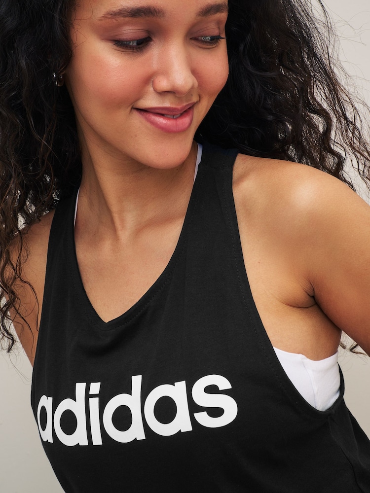 adidas Black Sportswear Essentials Loose Logo 100% Cotton Tank Top - Image 6 of 7