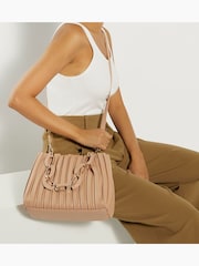 Dune London Pink Medium Dominie Pleat Slouch Bag - Image 1 of 5
