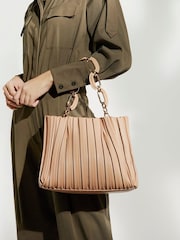 Dune London Pink Medium Dominie Pleat Slouch Bag - Image 6 of 9