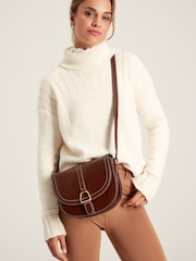 Joules Tan Brown Soft Leather Cross Body Bag - Image 6 of 7