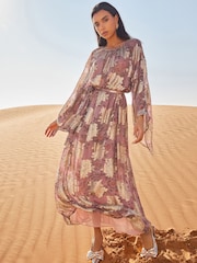 Pink Occasion Metallic Long Sleeve Dress - Image 2 of 8