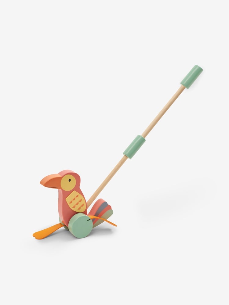 JoJo Maman Bébé Parrot Wooden Push-Along Toy - Image 1 of 2
