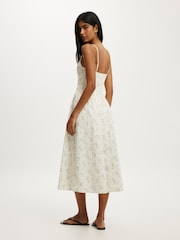 Cotton On Cream Remy Shirred Bodice Midi Dress - Image 1 of 4