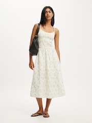 Cotton On Cream Remy Shirred Bodice Midi Dress - Image 2 of 4