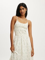 Cotton On Cream Remy Shirred Bodice Midi Dress - Image 3 of 4