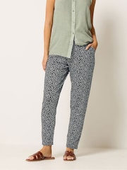 M&Co Black Leaf Print Jersey Hareem Trousers - Image 1 of 4