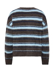 Long Tall Sally Brown Long Sleeve Stripe Fluffy Knitted Jumper - Image 6 of 6